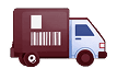 Delivery truck with barcode icon for the inventory receiving step
