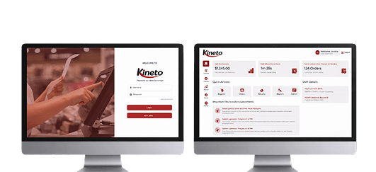 Kineto cloud management portal login and dashboard with sales and order totals