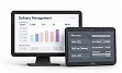 Delivery management dashboard on a monitor and tablet representing system integration