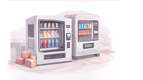 Two vending machines in different configurations illustrating modular, customizable hardware