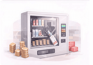 Vending machine dispensing a product from its shelves for smart dispensing